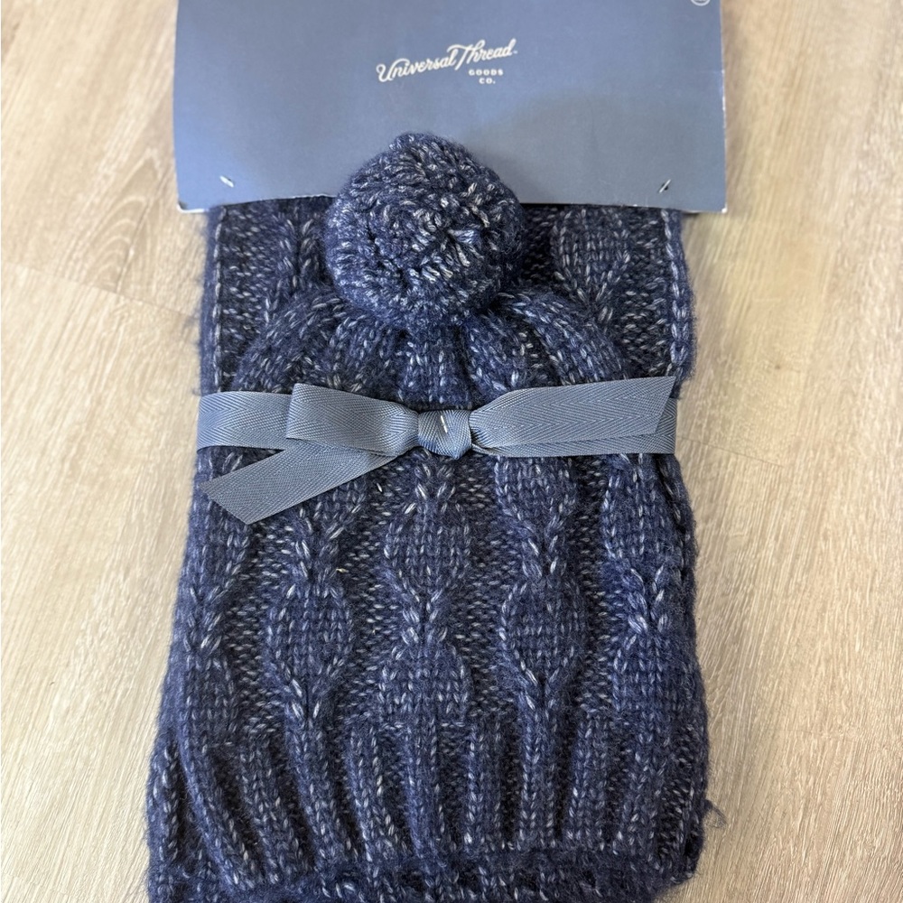 Universal Thread Navy Knit Beanie and Scarf